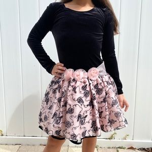 Bonnie Jean black/pink rose little girl dress
